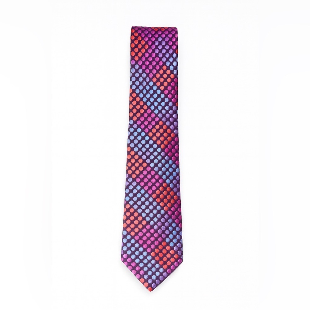 Ted Baker London Silk Tie – Purple/Red Dot Pattern with Paisley Lining - Picture 2 of 6